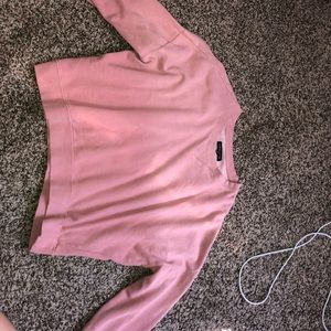 Pink Crop Crew Sweatshirt
